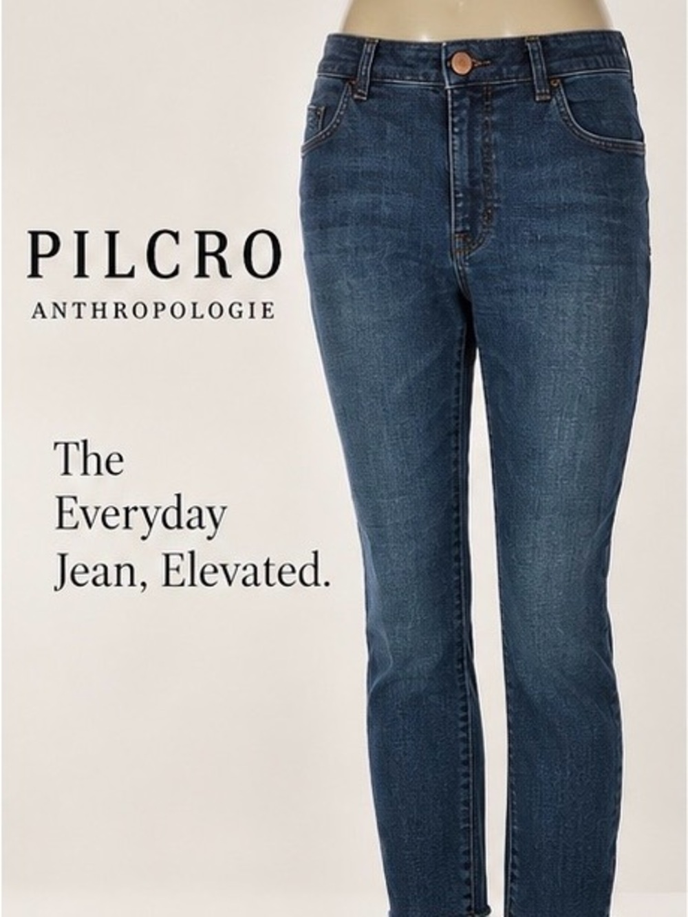 Pilcro Anthropologie Women’s Size 32 Dark Wash Skinny Jeans Raw Hem